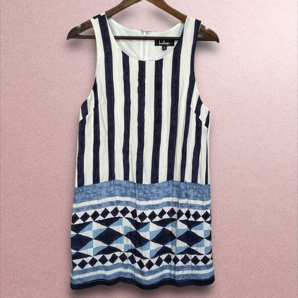 Lulus‎ Multitask Queen Shift Mini Dress Women Size M Blue Striped Nautical Lined - Picture 1 of 13